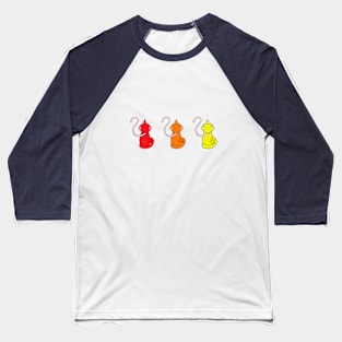 Triple Chameleons - warm colors Baseball T-Shirt